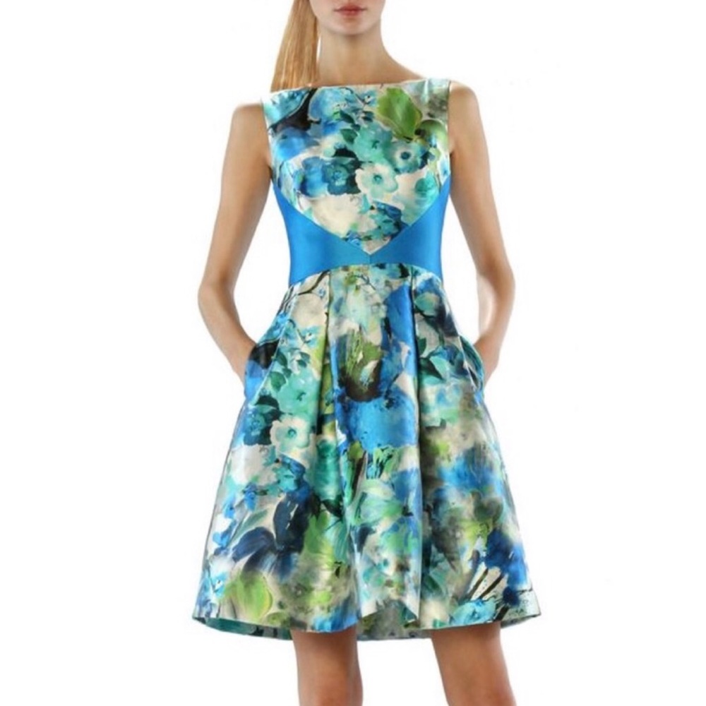 THEIA Watercolor Cocktail Dress